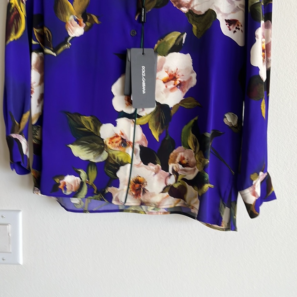 Dolce & Gabbana Dolce Gabbana Floral Silk Blouse Women Multicolor Tops 42 - Picture 3 of 10